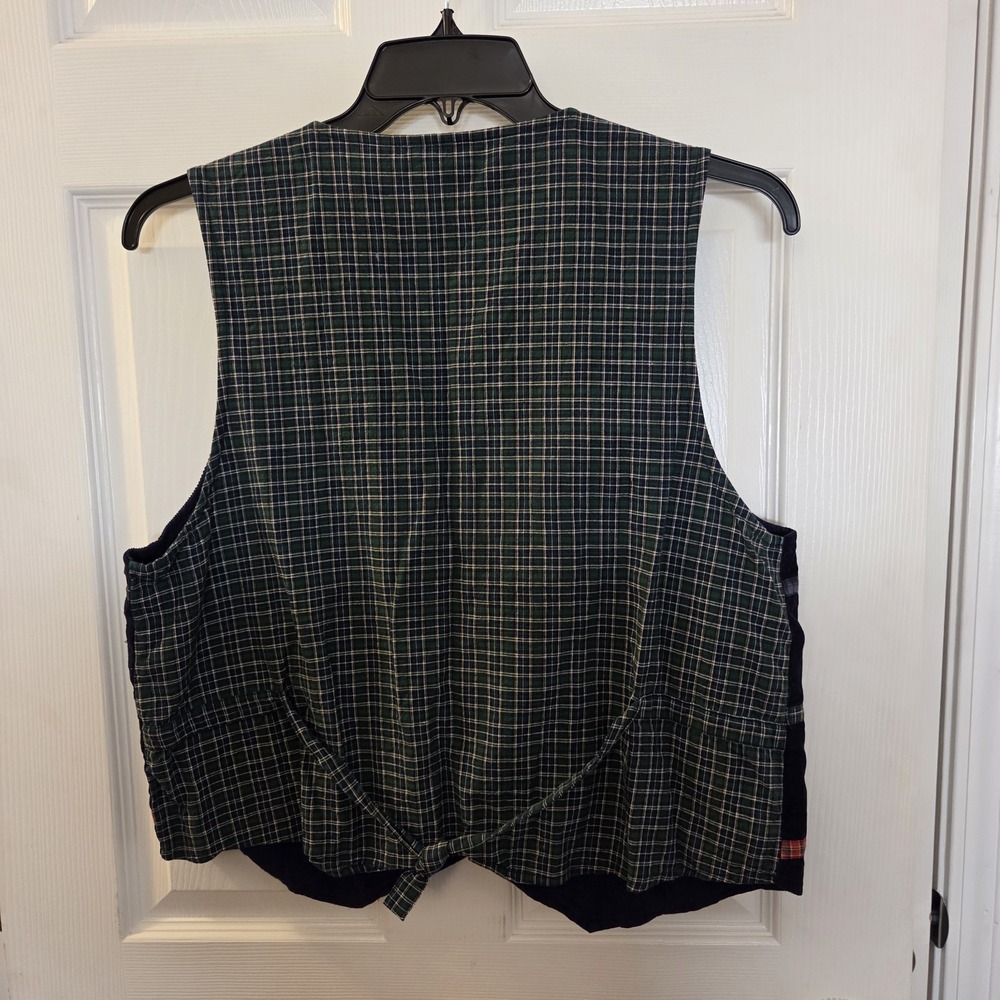 Casey & Max sz L teacher vest corduroy button up plaid embroidery patches - Picture 5 of 8